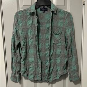 Aéroposte Green Plaid button up Shirt